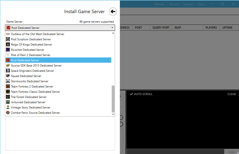 Установка панели WindowsGSM