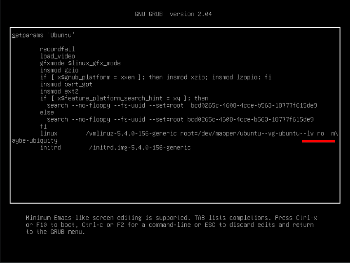 Сброс пароля Linux