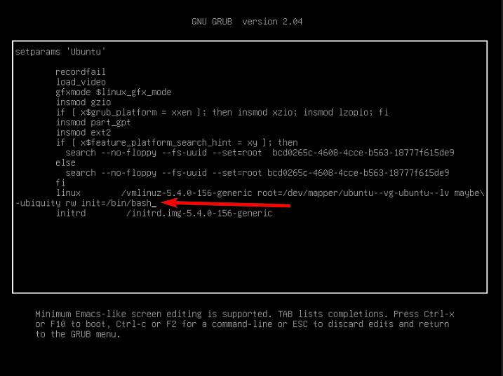 Сброс пароля Linux
