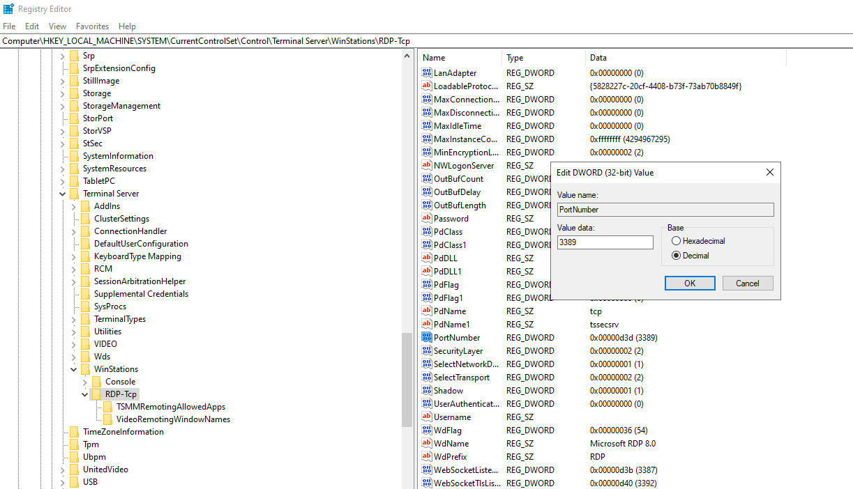 Как сменить порт RDP в Windows Server